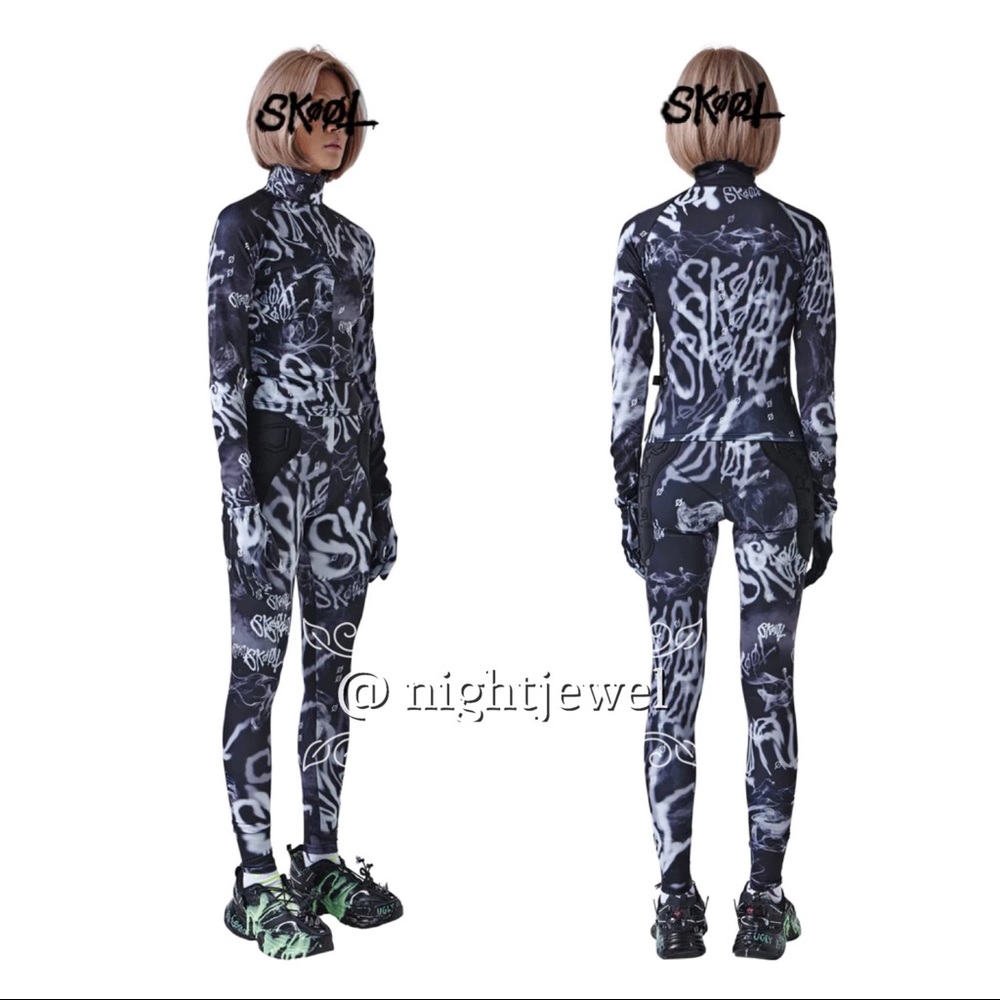 💚🖤SKOOT Grunge Punk Rock Rave Party Graffiti Streetwear smoke leggings SOLDOUT